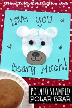 Potato Stamped Polar Bear Card Craft For Kids