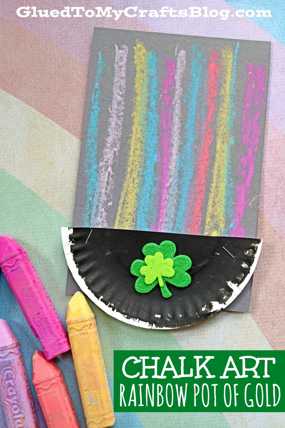 Chalk Art Rainbow Pot of Gold - Kid Craft Idea