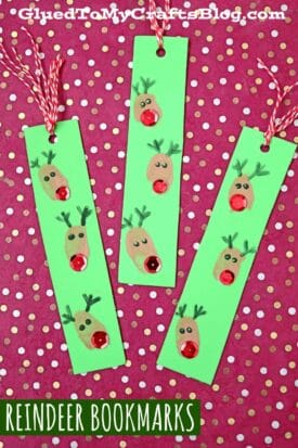 Craft Foam Thumbprint Reindeer Bookmarks