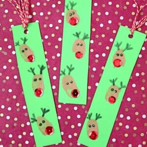Craft Foam Thumbprint Reindeer Bookmarks
