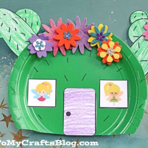 Cactus Fairy House Craft From A Green Paper Plate
