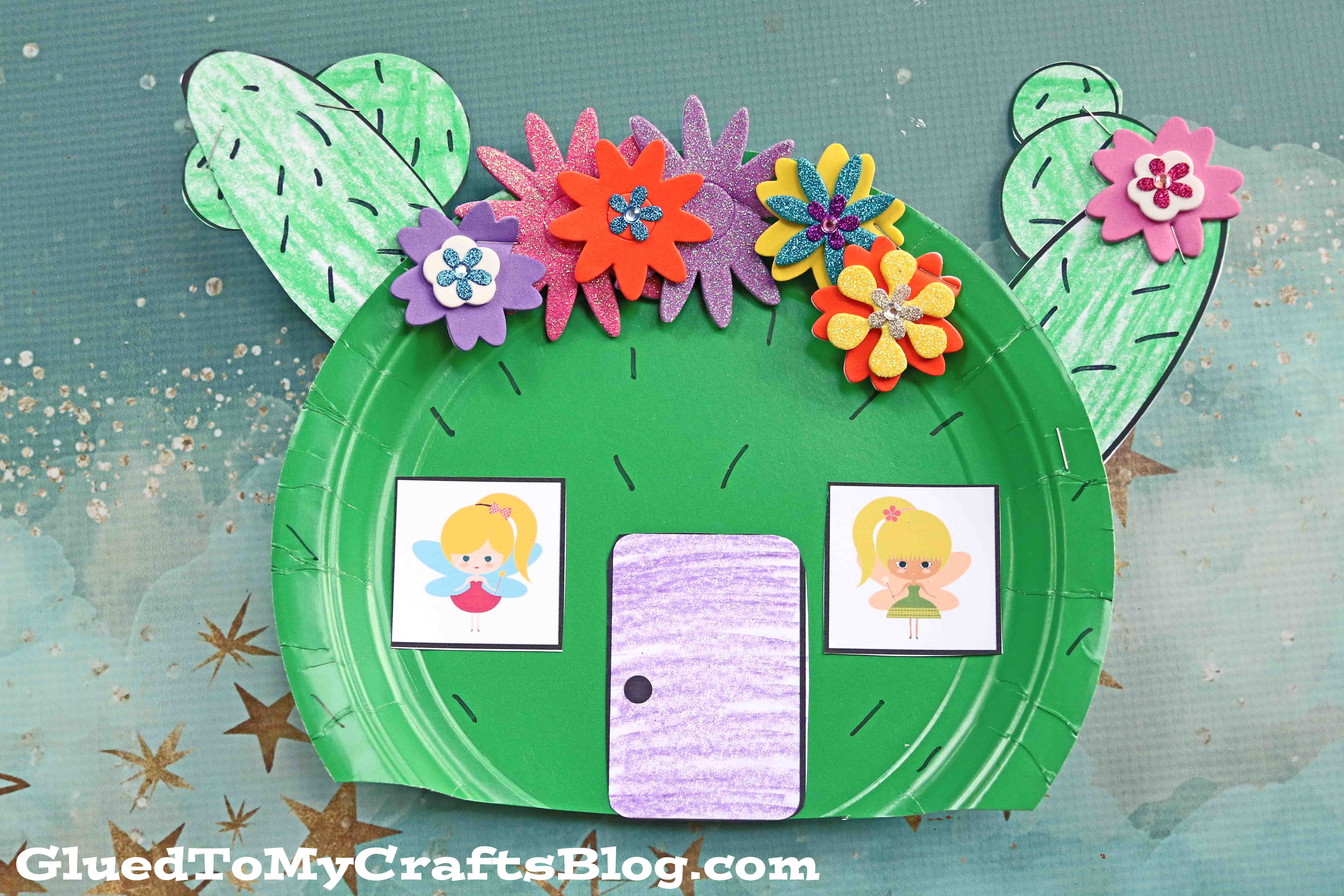 Cactus Fairy House Craft From A Green Paper Plate