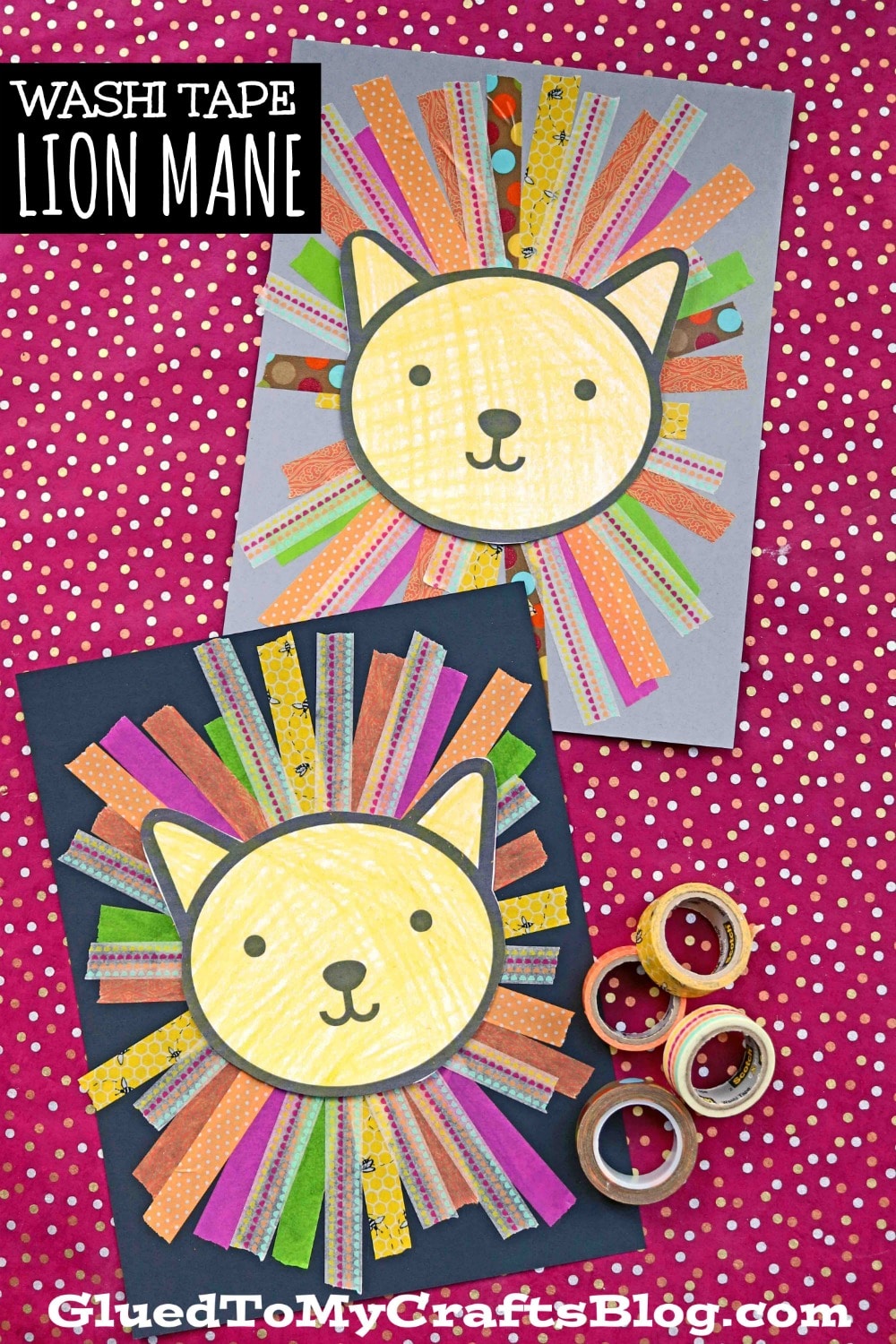 Washi Tape Lion Mane - Kid Craft Idea