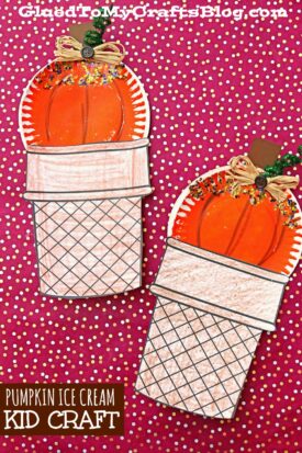 Paper Plate Pumpkin Ice Cream Cone Craft For Kids