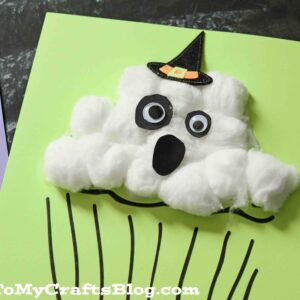 Cotton Ball Ghost Cupcake Craft For Halloween