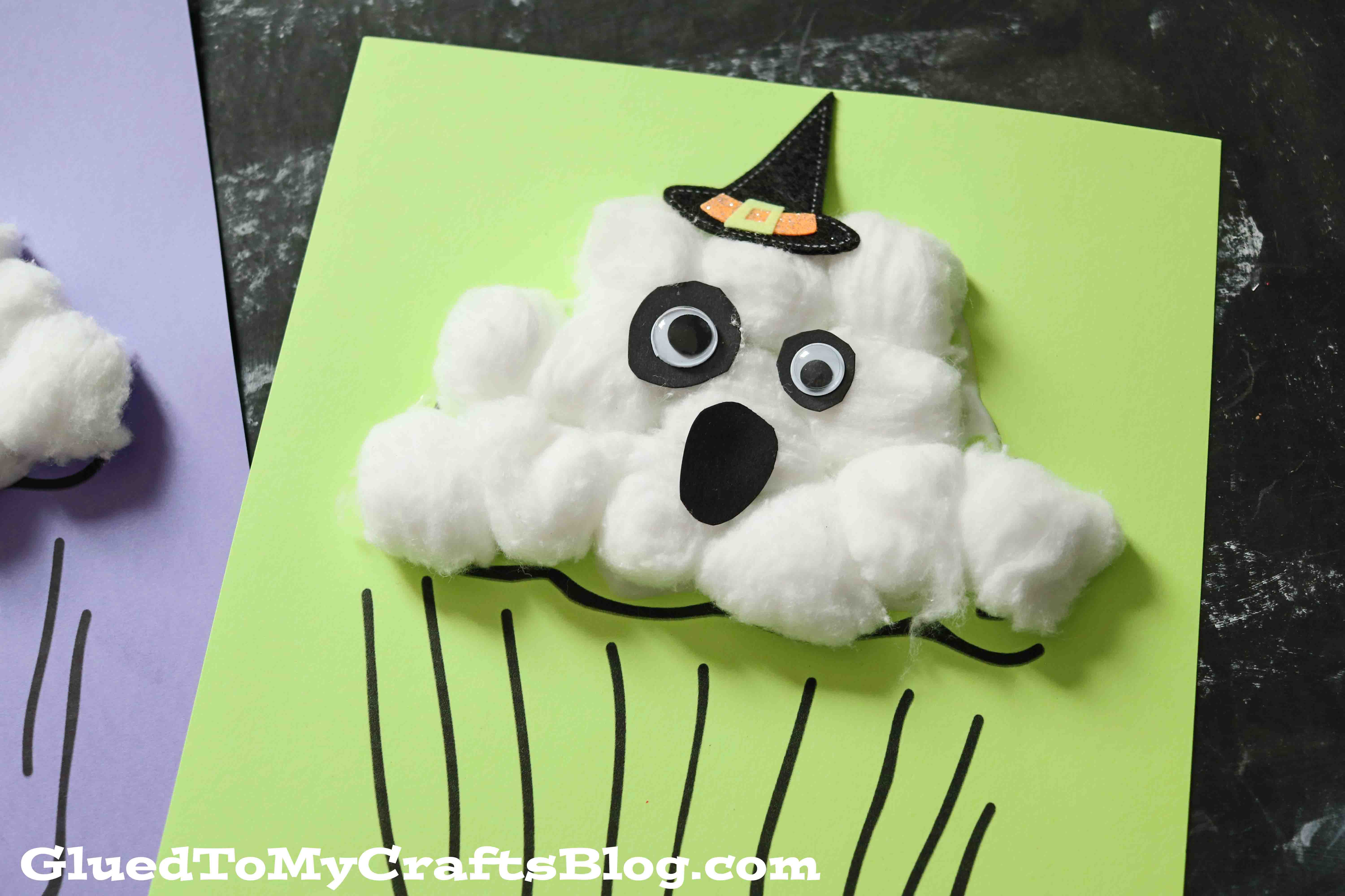 Cotton Ball Ghost Cupcake Craft For Halloween