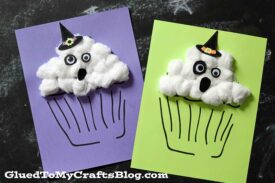 Cotton Ball Ghost Cupcake Craft For Halloween