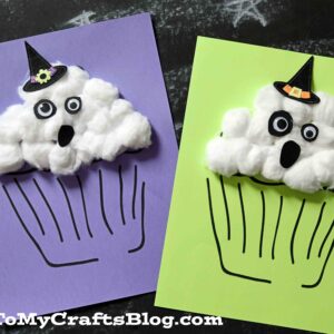 Cotton Ball Ghost Cupcake Craft For Halloween