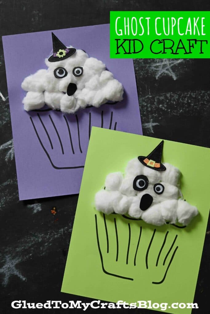 Cotton Ball Ghost Cupcake Craft