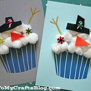 Cotton Ball Snowman Cupcake Craft For Kids To Make This Winter