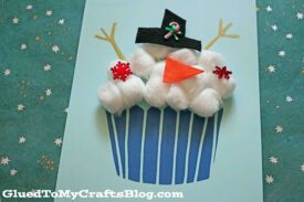 Cotton Ball Snowman Cupcake Craft For Kids To Make This Winter