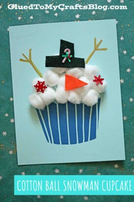 Cotton Ball Snowman Cupcake Craft For Kids To Make This Winter