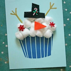 Cotton Ball Snowman Cupcake Craft For Kids To Make This Winter