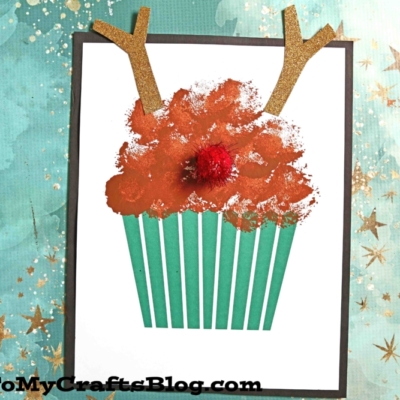 Pom Pom Painted Reindeer Cupcake