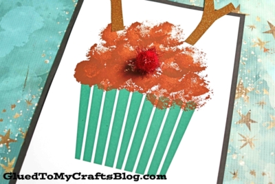 Pom Pom Painted Reindeer Cupcake Craft