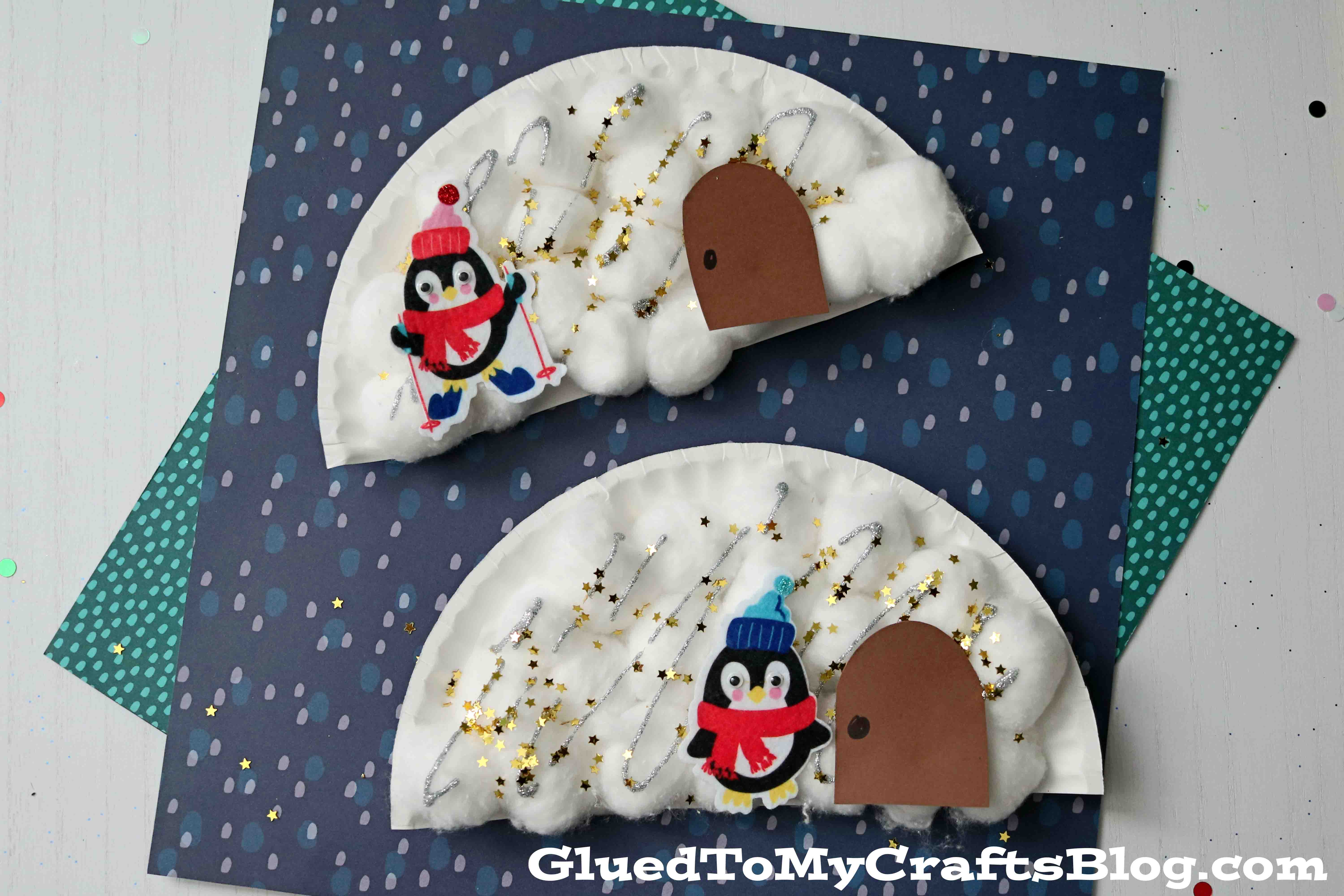 Paper Plate & Cotton Ball Igloo - Winter Kid Craft