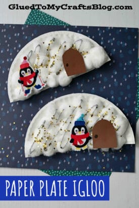 Paper Plate & Cotton Ball Igloo - Winter Kid Craft