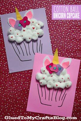 Unique Cotton Ball Unicorn Cupcake Craft Idea For Kids