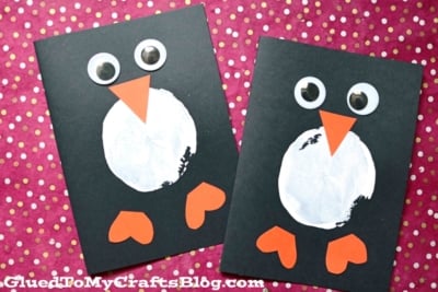 Potato Stamped Penguin Card