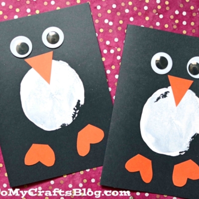 Potato Stamped Penguin Card
