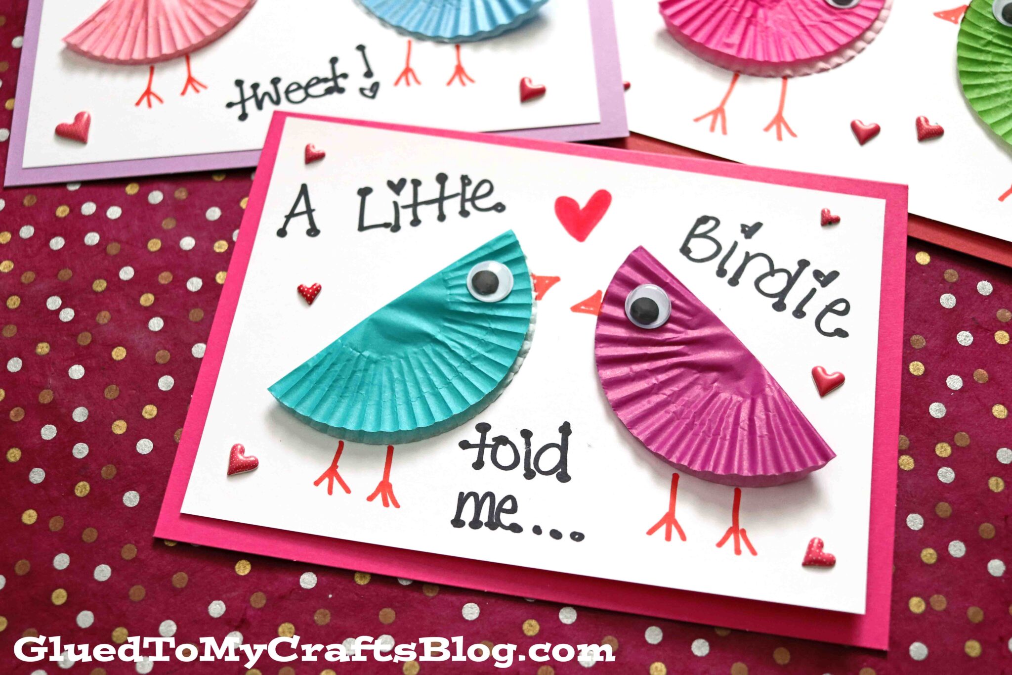 Cupcake Liner Love Bird Card