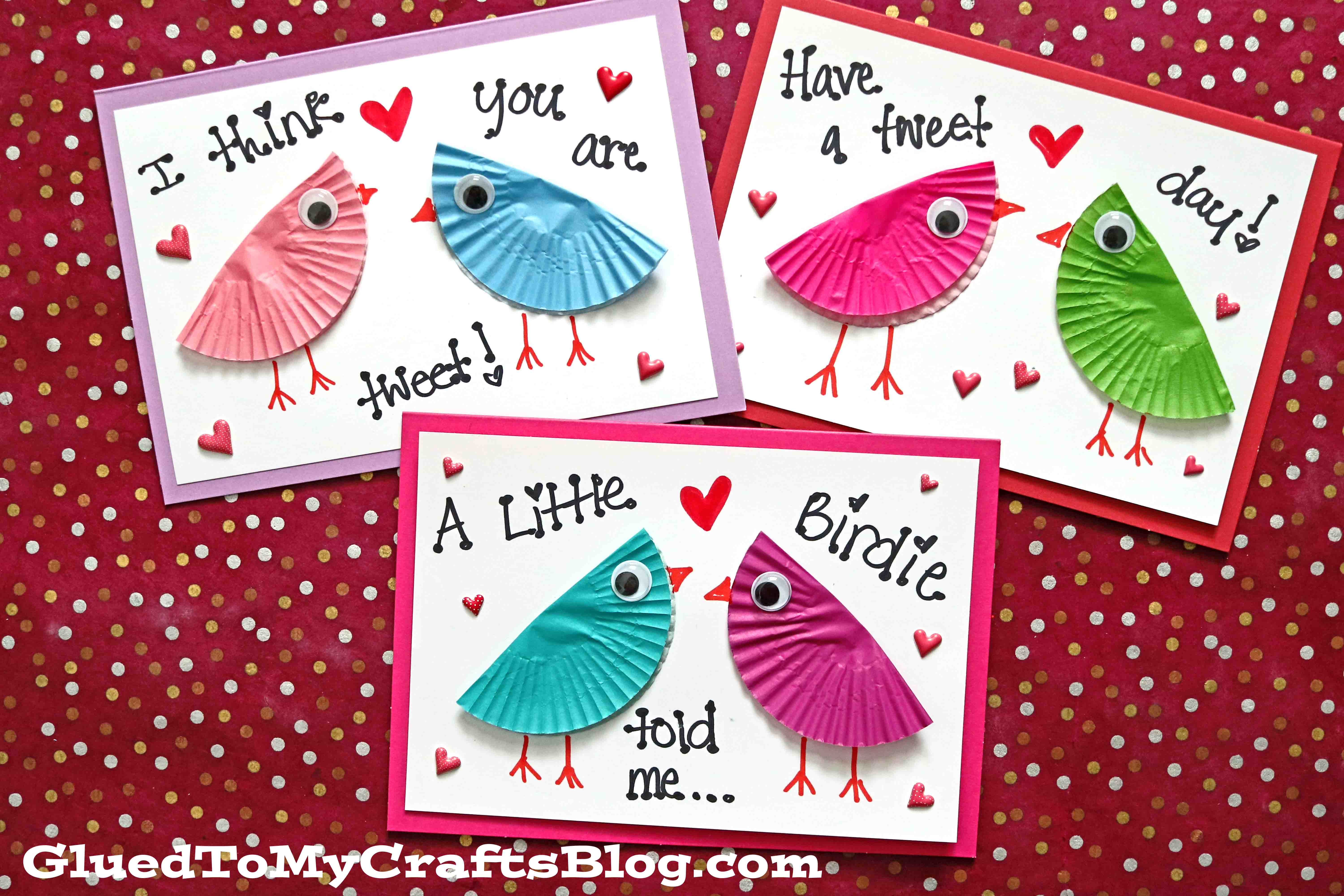 Cupcake Liner Love Bird Card Craft For Valentine's Day
