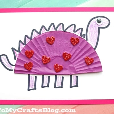 Cupcake Liner Dinosaur Card