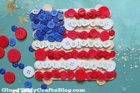 Popsicle Stick Button Flag - Patriotic Kid Craft