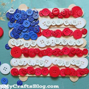 Popsicle Stick Button Flag - Patriotic Kid Craft