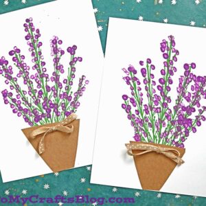 Easy Lavender Painting with Cotton Swabs - 5 Minute Craft Idea For Kids