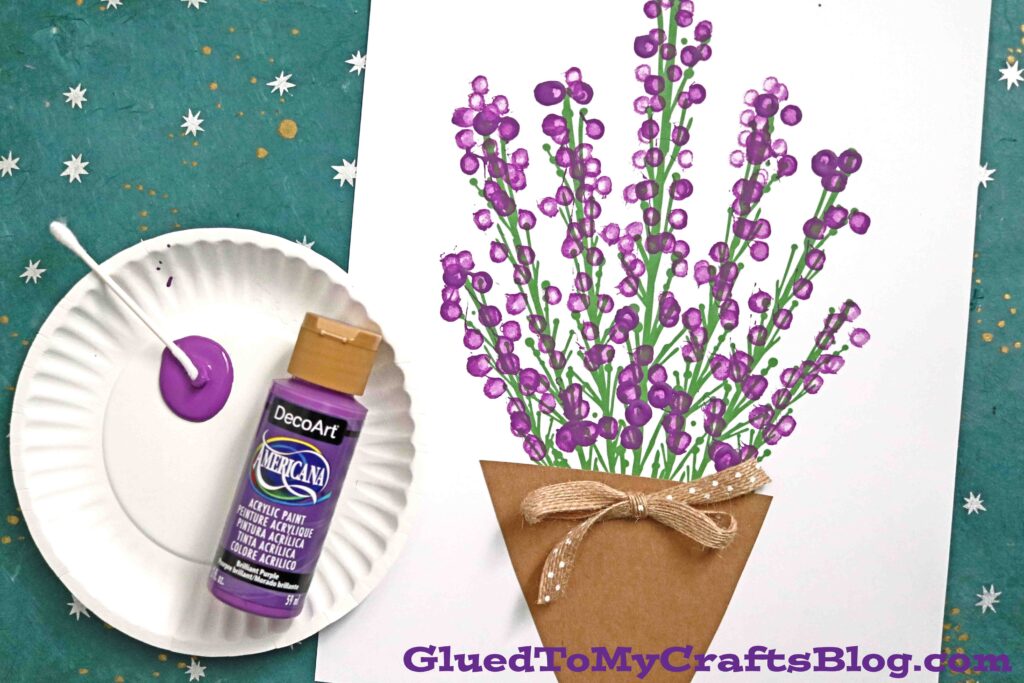 QTip Painted Lavender Plant 5 Minute Craft Idea For Kids Glued To