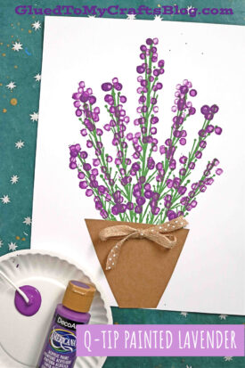 Q-Tip Painted Lavender Plant - 5 Minute Craft Idea For Kids