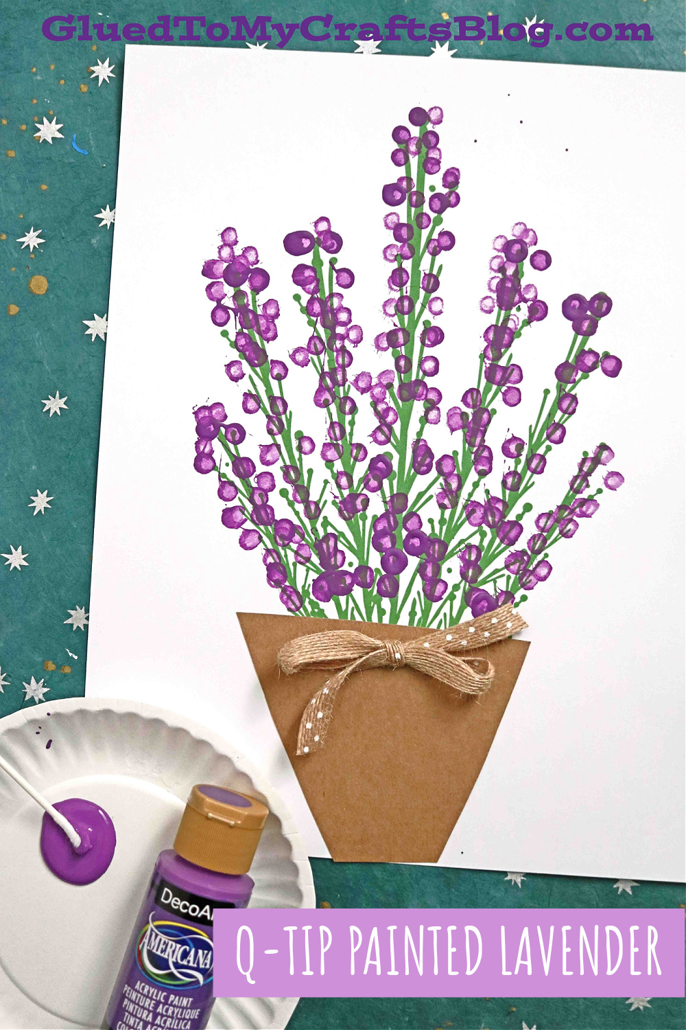 QTip Painted Lavender Plant Craft