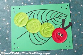 Cupcake Liner Caterpillar On Paper Leaf - Craft Idea For Kids