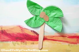 Popsicle Stick & Cupcake Liner Palm Tree Craft Idea For Kids