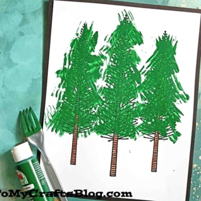 Fork Painted Tree Craft Idea