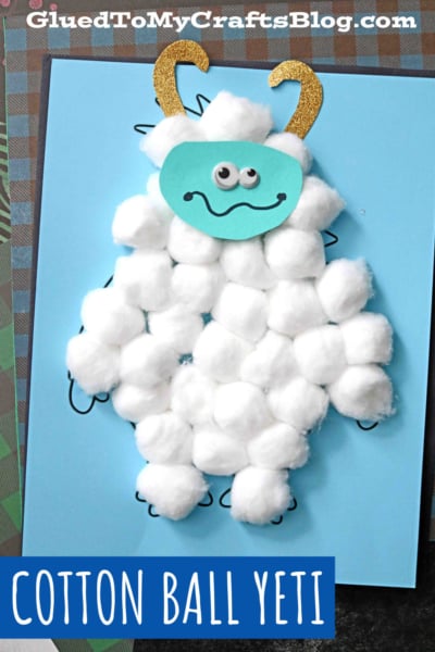 Cotton Ball Yeti Kid Craft Idea For Winter