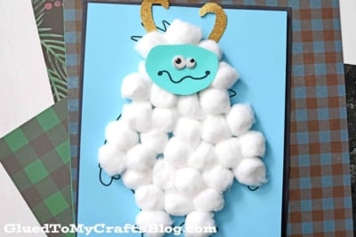 Cotton Ball Yeti Craft Idea For Winter