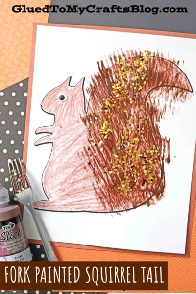 Fork Painted Squirrel Tail Kid Craft Idea