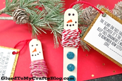 Child Height Snowman Scarf Keepsake Ornament