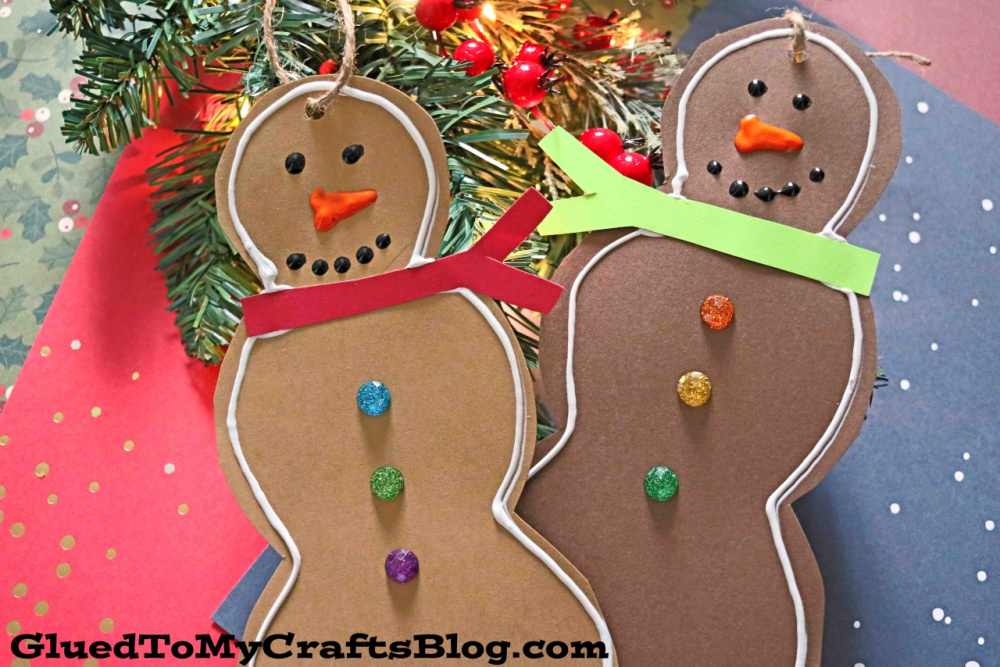Paper Snowman Gingerbread Cookie Ornament