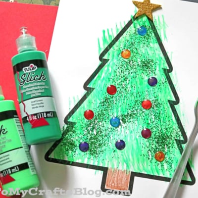 Fork Painted Christmas Tree Craft Idea