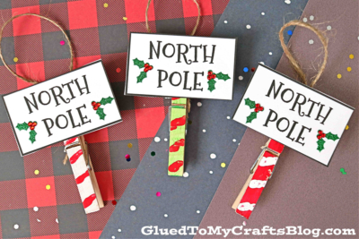 Clothespin North Pole Christmas Ornament Craft For Kids
