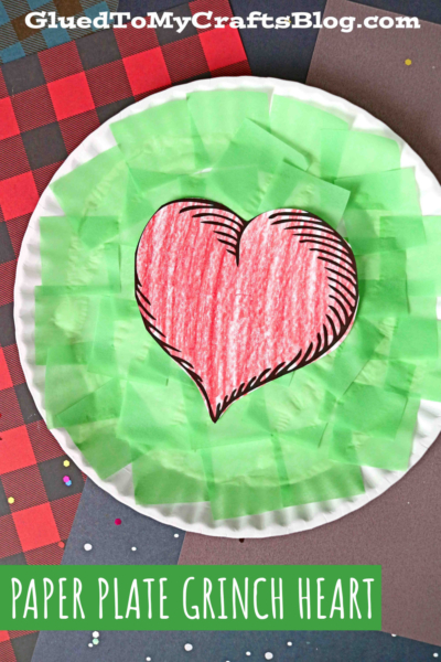 SUPER EASY Paper Plate Grinch Heart Craft Idea For Kids
