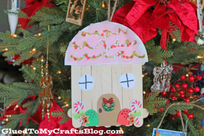 Gingerbread House Ornament Made From Popsicle Sticks