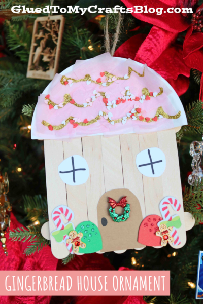 Gingerbread House Ornament Made From Popsicle Sticks