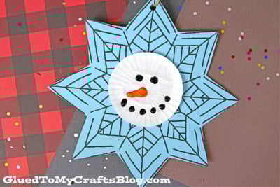 Paper Snowman Snowflake Ornament For Kids To Make