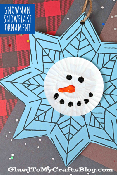 Paper Snowman Snowflake Ornament For Kids To Make