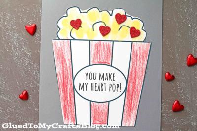 Valentine's Day Thumbprint Popcorn Card Idea