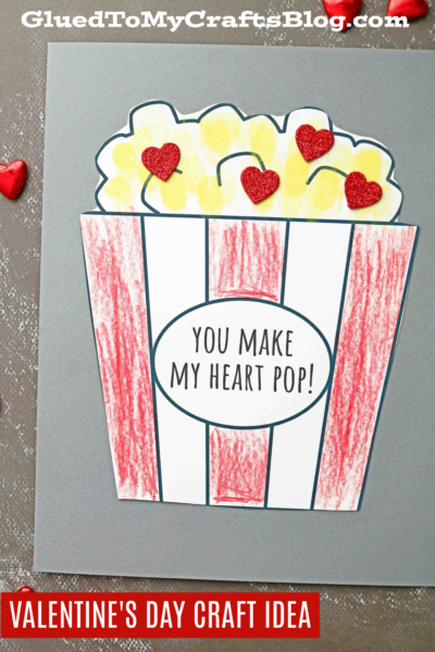 Valentine's Day Thumbprint Popcorn Card Idea